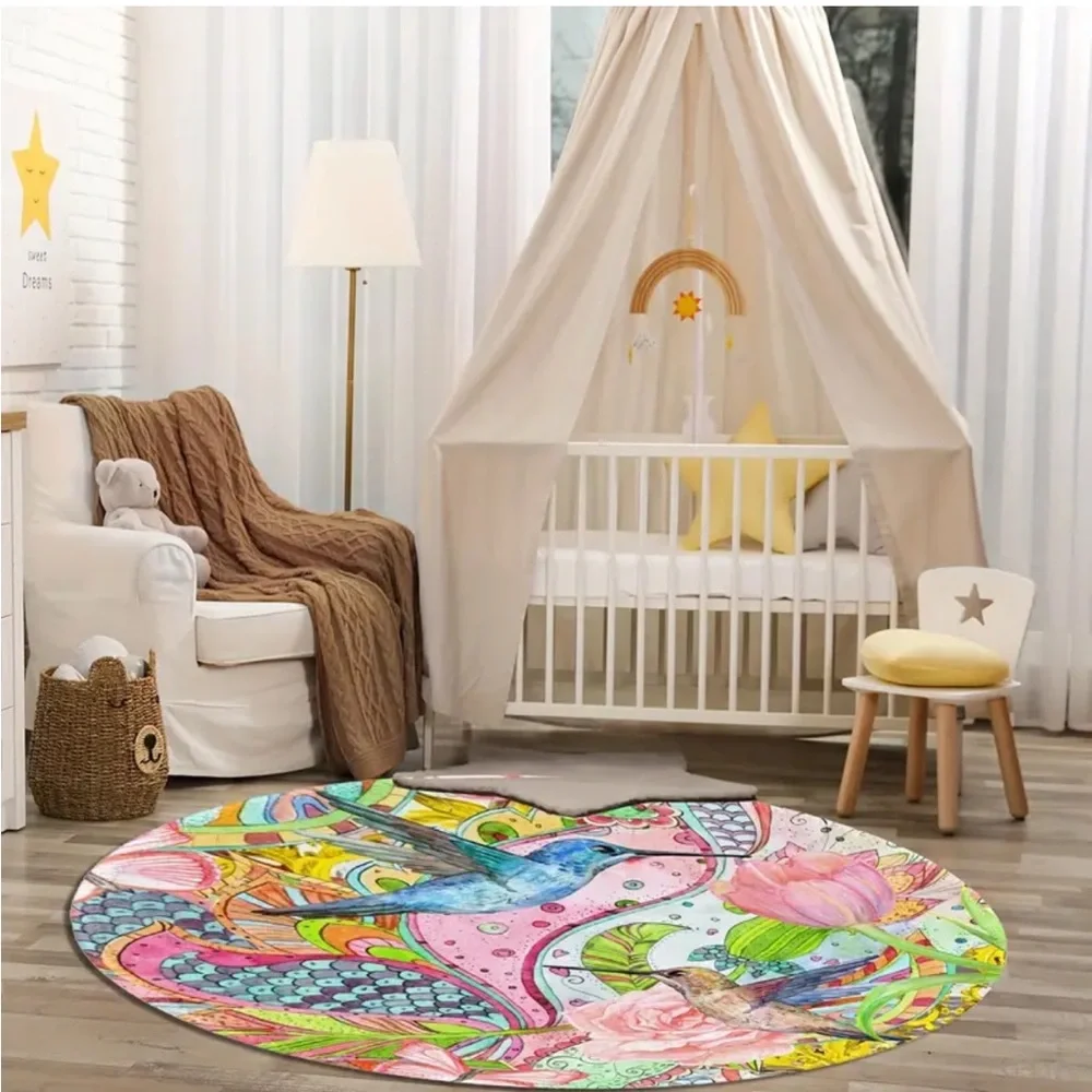 Beautiful Hummingbird 31.5” Round Rug, Small